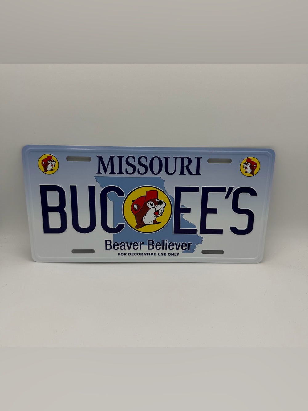 Missouri Beaver Believer Decorative License Plate - White/Blue